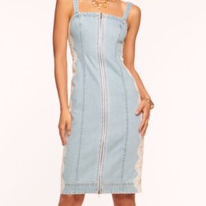 Ramy Brook Kathyrn Denim Midi Dress with Lace